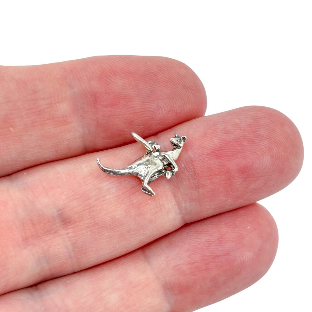 Mom Kangaroo With Baby Joey Charm Pendant | Vintage Sterling Silver 925